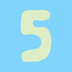 Illustration design with the number 5 (five) written on a sky blue background