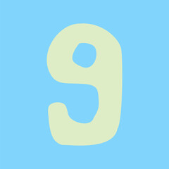 Illustration design with the number 9 (nine) written on a sky blue background