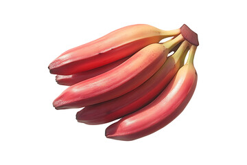 Exotic Red Bananas Grouped and Isolated on Clear PNG Background, on a transparent background
