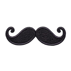 Black Embroidery Mustache Design, Isolated on Transparent Background, Fashion Patch, Illustration, Patch, Embroidery, Mustache