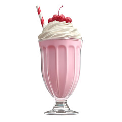 Delicious Strawberry Milkshake Classic Dessert Treat isolated on transparent background