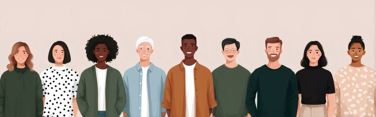 Diverse group of smiling people showing unity and tolerance