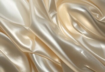 Obraz premium Luxurious Champagne Silk Fabric Drapes Background - Elegant Satin Texture