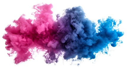 Fototapeta premium Pink and Blue Ink Cloud, Abstract Swirl, Isolated on Transparent Background, Color, Ink, Abstract