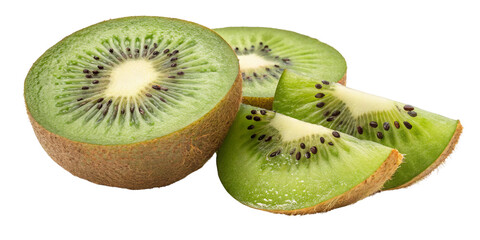 Fototapeta premium Sliced Kiwi Fruit Composition Isolated on Transparent Background, Healthy Food, Vitamin C, Kiwi, Fruit, Food