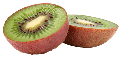Two Halved Red Kiwi Fruit, Isolated on Transparent Background, High-Resolution Image, Fruit, Kiwi, Food