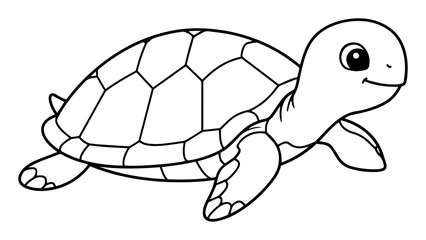 smiling turtle cartoon underwater child style drawing