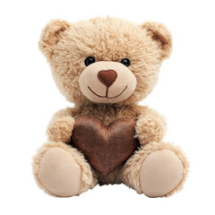 Obraz premium Cute teddy bear with heart plushie on transparent background