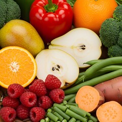 Assortment of fresh fruits and vegetables