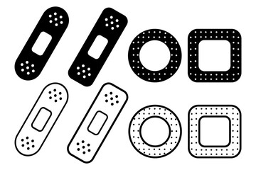 Medicine plaster vector icon set. bandage line icon set. Adhesive bandages. Medical elastic patch icons. Vector illustration design