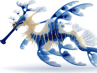 Artistic illustration of a leafy sea dragon with elaborate fins