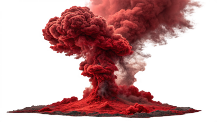 red explosion of smoke transparent background overlay