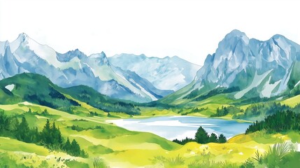 Fototapeta premium Durmitor National Park. Durmitor National Park hand drawn watercolor illustration