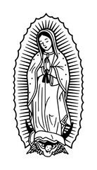 our lady of guadalupe outline - religious mary vector illustration