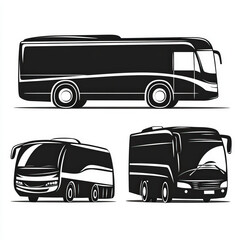 Obraz premium public transport silhouette , black and white illustration isolated on white background