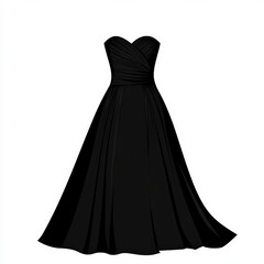 Naklejka premium wedding dress silhouette , black and white illustration isolated on white background