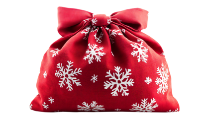 Christmas Red Present Sack with Drawstring Isolated PNG
