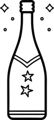 Elegant Champagne Bottle Line Art with Patriotic Star Details for Independence Day