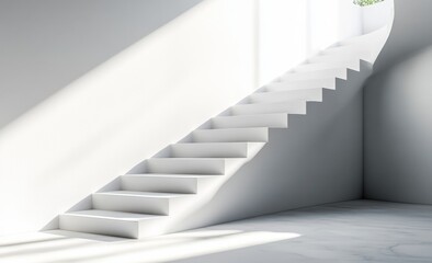 Obraz premium A white staircase with a shadow on the wall