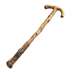 Obraz premium A rustic wooden walking stick evokes tales of old forests and wise wizards on transparent background
