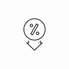 interst rates decline icon sign vector