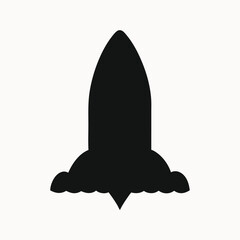 Fototapeta premium Launch Startup Rocket Icon Simple Black Silhouette Design for Business, Technology, and Space Exploration