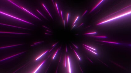 Neon pink lights through space 3D rendered vertical animation motion on a black background video