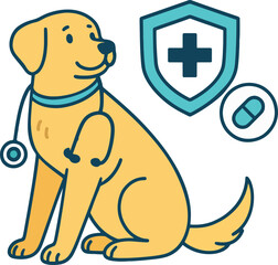 Veterinary Dog Vector Illustration on White Background.