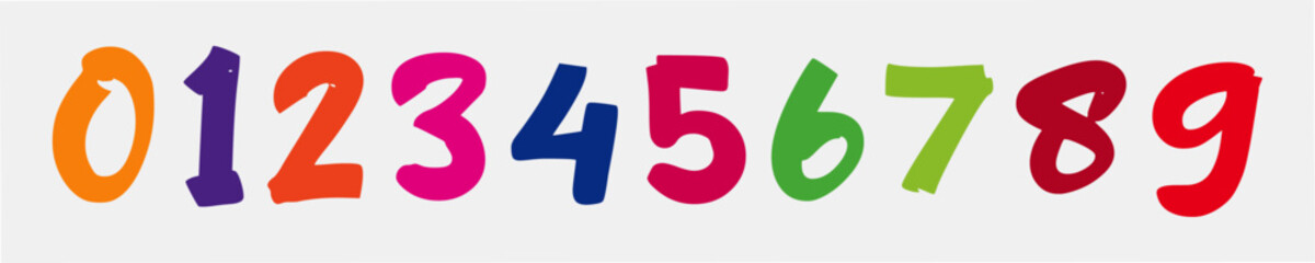 Beautiful color number 0-9 alphabet art design. icon text and symbol wording business and social media marketing.  