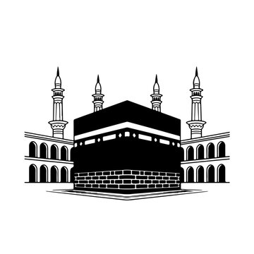 holy kaaba vector with minars 