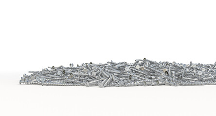 screws piled up on a white background 3d