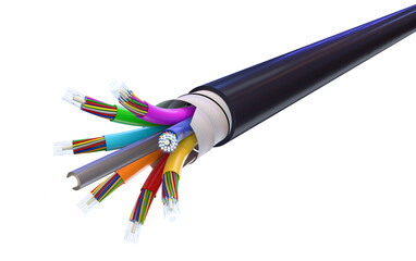Fiber optic cable 3d on a transparent background