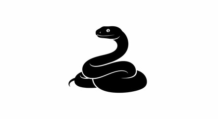 Elegant Black Snake Silhouette Vector Illustration