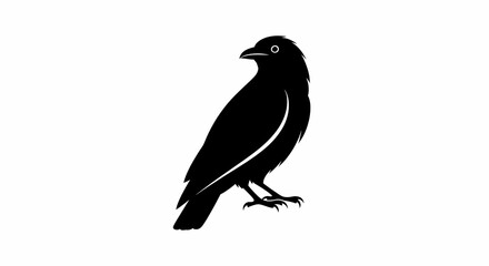 Elegant Silhouette of a Crow A Black and White Bird Illustration