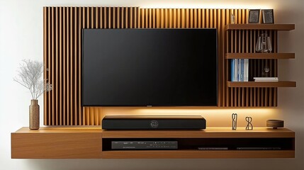 Wood-paneled living room w/ TV