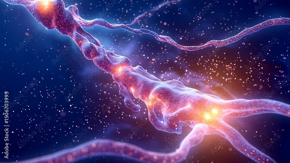 Aufkleber microscopic view of neuron signals transmitting