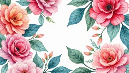 Intricate watercolor floral pattern, soft hues , illustration, summer, pastel