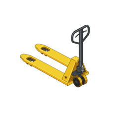 Yellow Hand Pallet Jack for Warehouse Use &mdash; isolated on transparent background, cutout PNG

