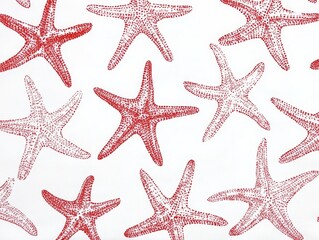 Red Starfish Pattern: A Vibrant Marine Life Design for Coastal Decor, Beach-Themed Projects, and Summer-Inspired Art with Ocean Wildlife Elements