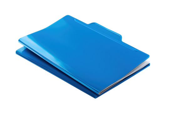 Two Glossy Blue Folders On Transparent Background