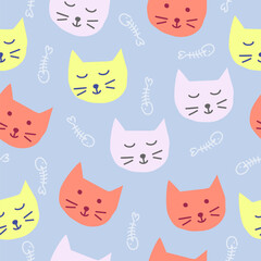 Cute cats pattern background vector design