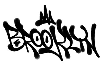 Obraz premium BROOKLYN sprayed graffiti letters isolated hand drawn style in black