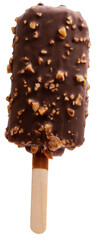 Chocolate covered ice cream bars with sprinkled nuts isolate on white with clipping path PNG File