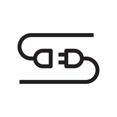 Minimal letter S made with electrical plug cable logo line vector