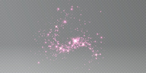 Pink Glow Effect — Twinkling Light Trail with Stars, Sparkles, Glistering Swirls for Valentine, Luxury Cards, or Magical Celebration Banners