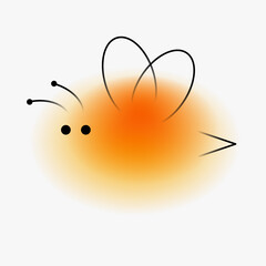 Honey bee character. Creative art composition with blurred gradient and simple line elements. Bright modern design in minimalistic style. Vivid vector illustration.