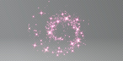 Pink Glow Effect — Twinkling Light Trail with Stars, Sparkles, Glistering Swirls for Valentine, Luxury Cards, or Magical Celebration Banners