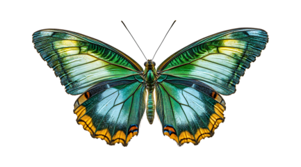 Elegant Green Butterfly Cut-Out on Transparent Background PNG