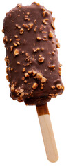 Chocolate covered ice cream bars with sprinkled nuts isolate on white with clipping path PNG File