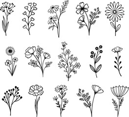 set of vector flowers